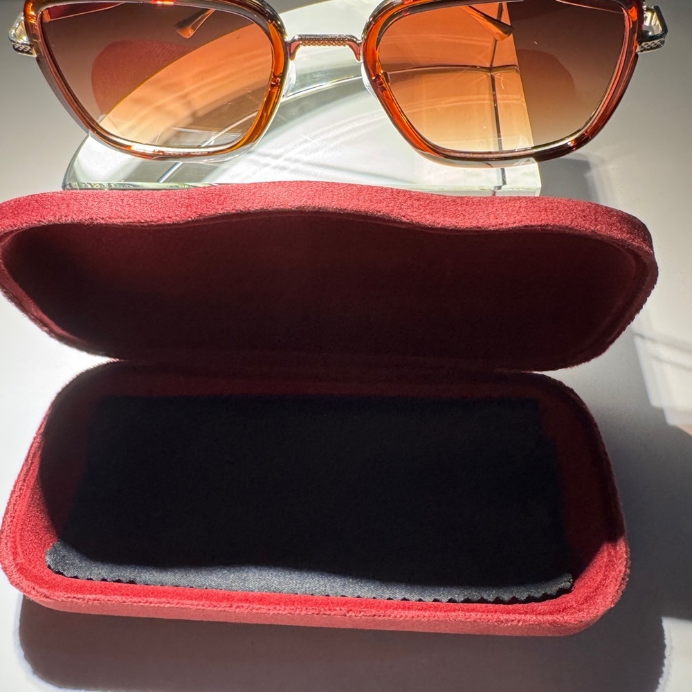 Glitz Amber Sunglasses with Red Case